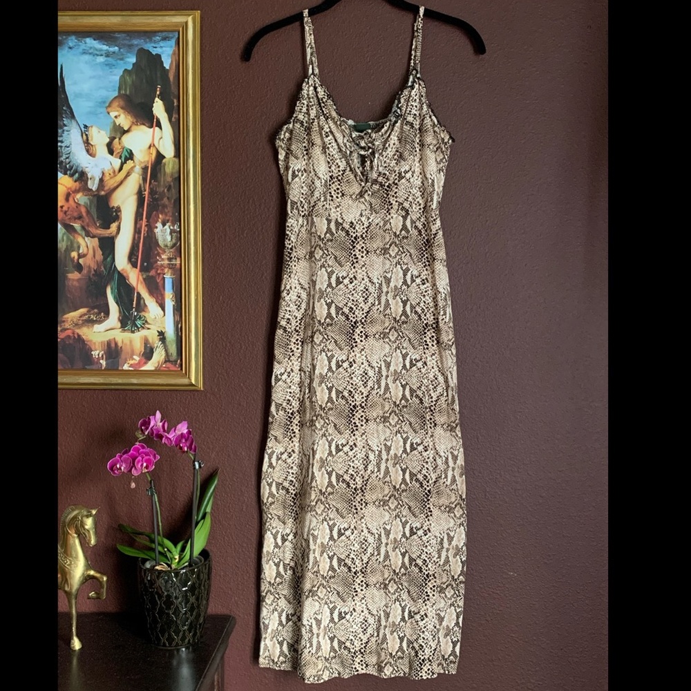 Snakeskin Print Lace up Dress small